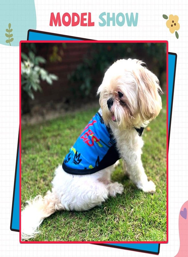 Lulala Pet Shirts Pet Printed Clothes with Funny Letters Summer Pet T Shirts Cool Puppy Shirts Breathable Pet Outfit Soft Pet Sweatshirt for Pet Pets Cats (Blue, 10 INCH) - Image 2